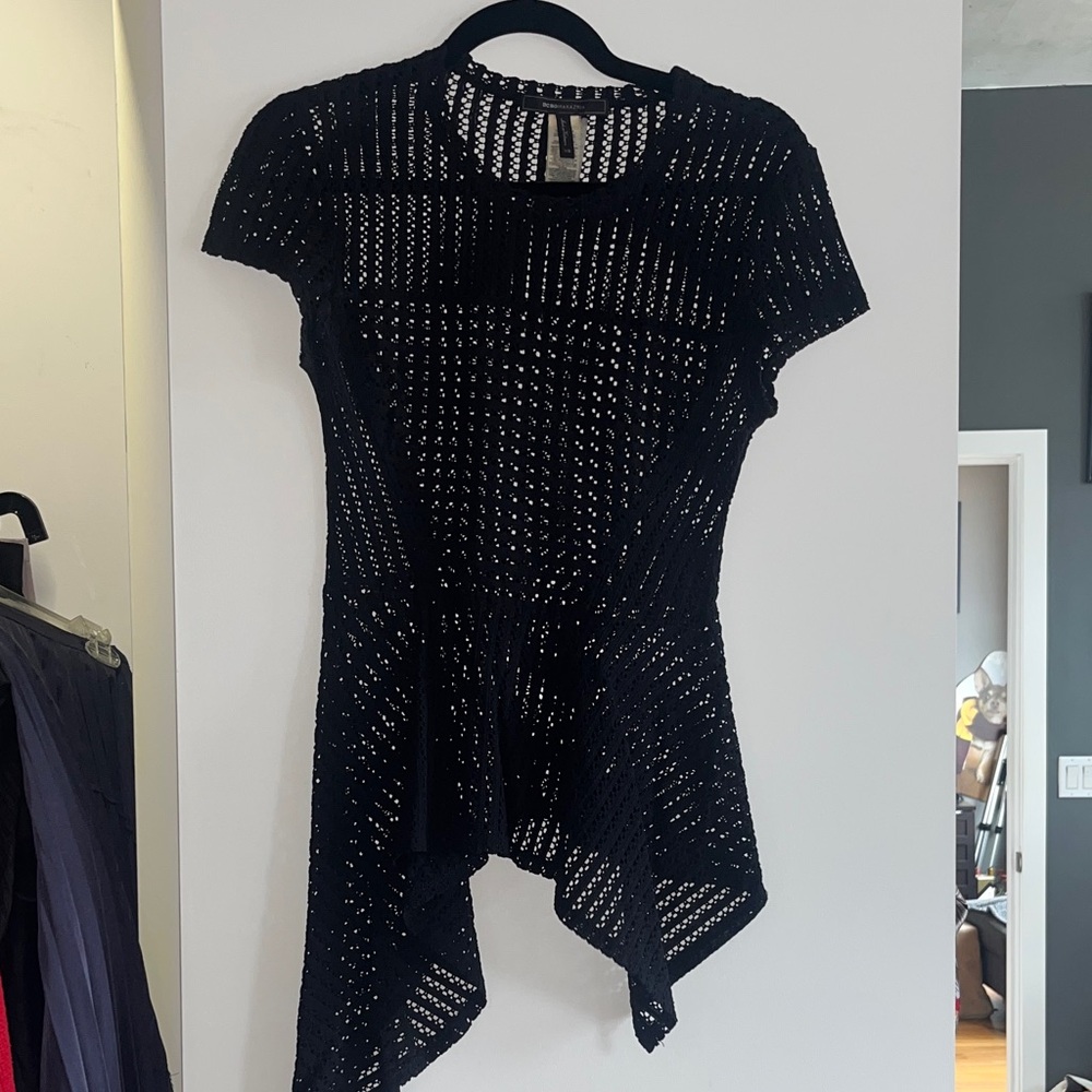 BCBGMaxAzria Black Crochet Knit Top